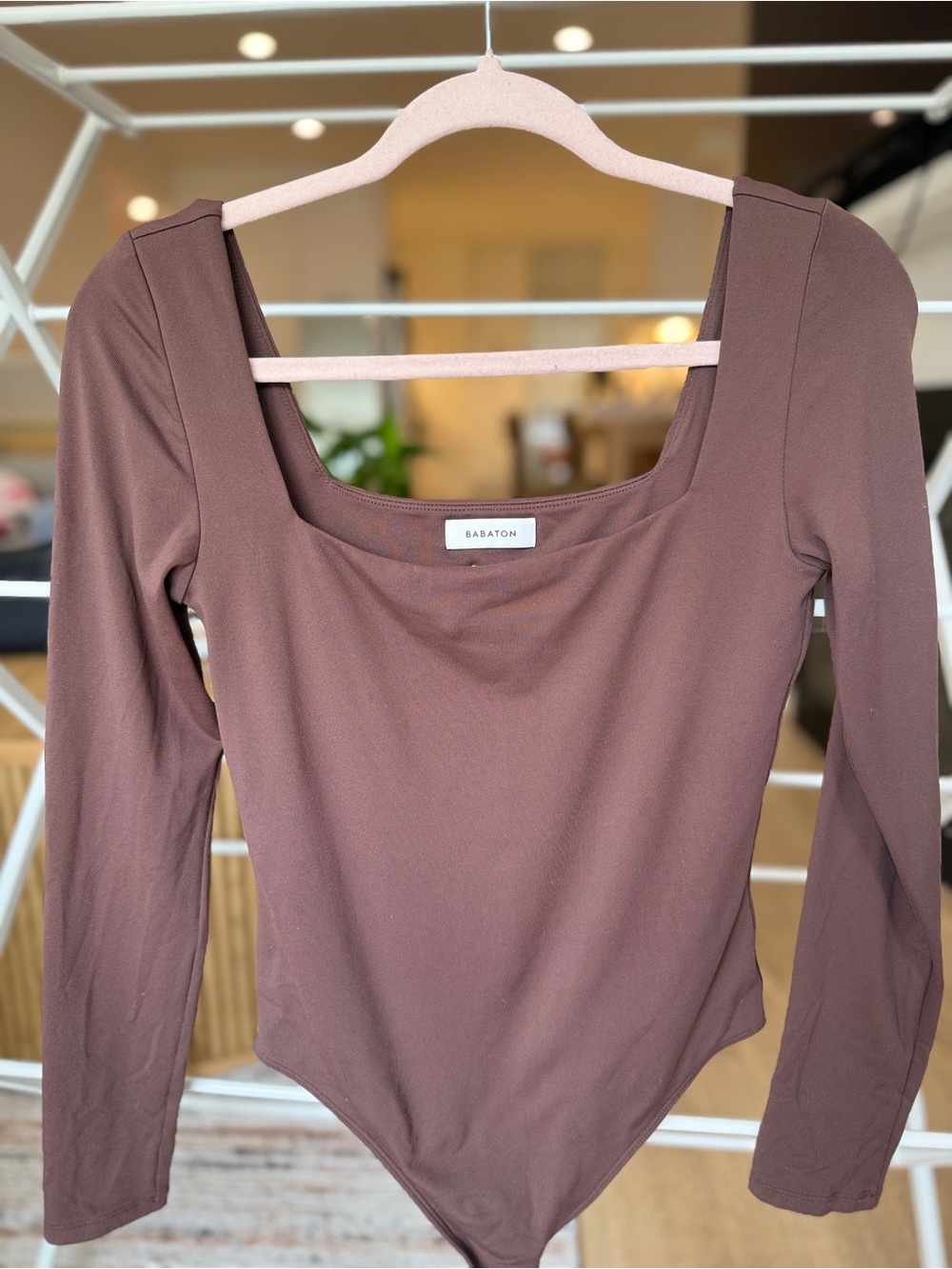 Aritzia Medium Babaton Long Sleeve Square Neck Bodysuit - Brown